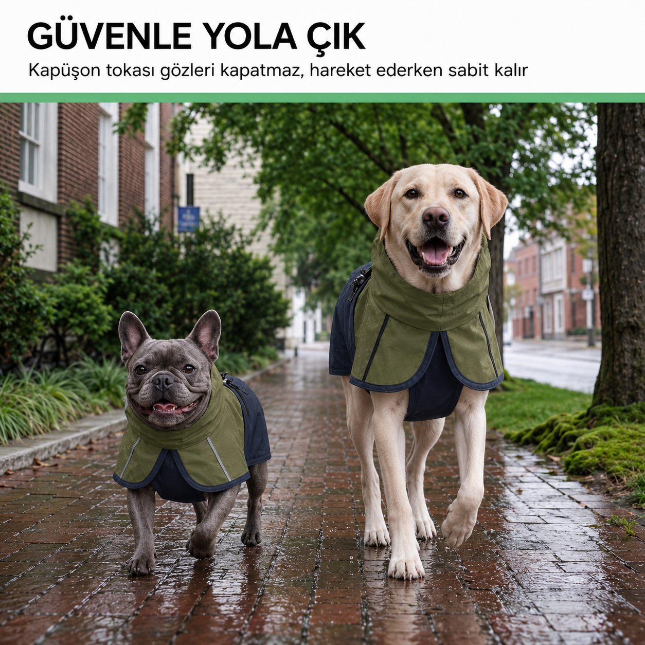 Ayarlanabilir Kapüşonlu Reflektif Köpek Yağmurluğu